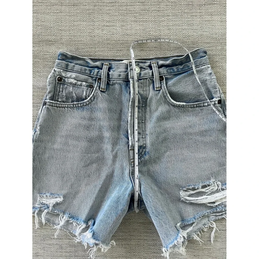 AGOLDE Riley Short Size 25 Light Wash Groove Denim Cutoff Distressed